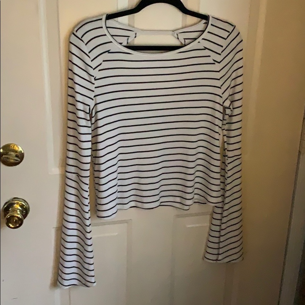 Gently worn black and white stripe shirt